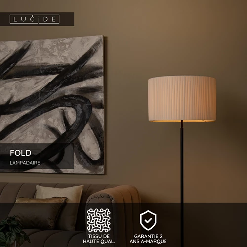 Lucide FOLD - Lampadaire - Ø 45 cm - 1xE27 - Blanc - USP